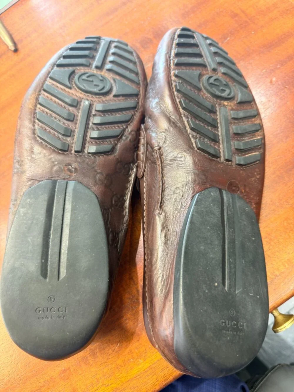 Gucci brown leather loafers men's size 11 interlocking G